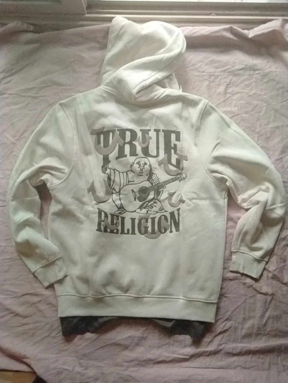 True Religion Cream Zip Hoodie with Olive Graphic Tee